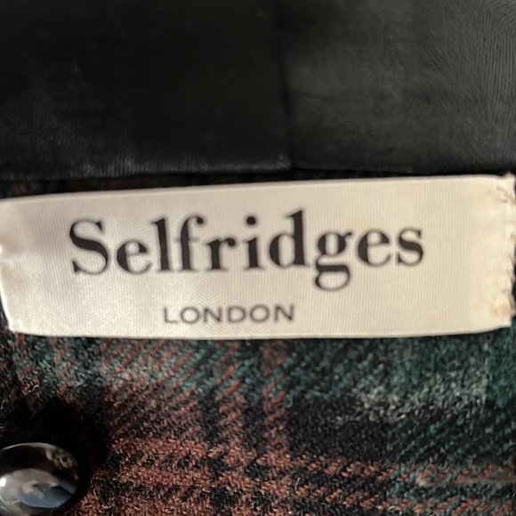 Vintage Selfridges maroon and green wool plaid skirt size medium - Picture 3 of 4